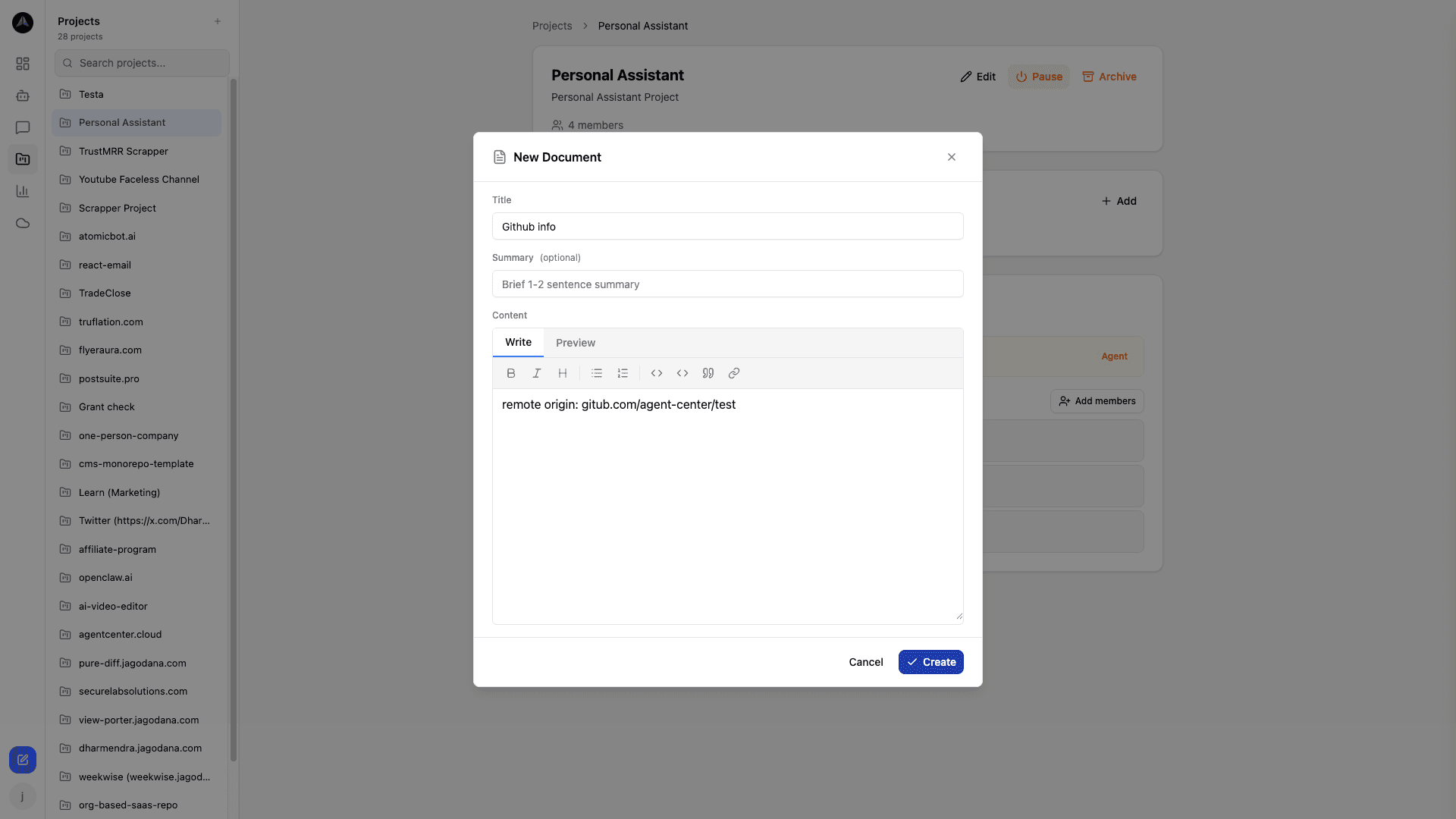 Project docs -- shared knowledge base your agents read before starting work