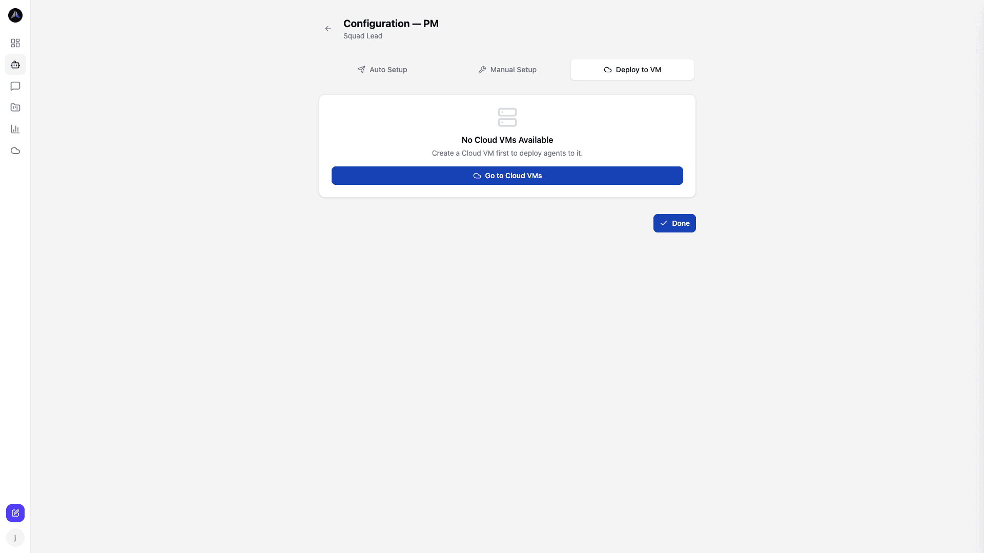 Deploy to VM -- assign an agent to a Cloud VM directly from the agent setup screen