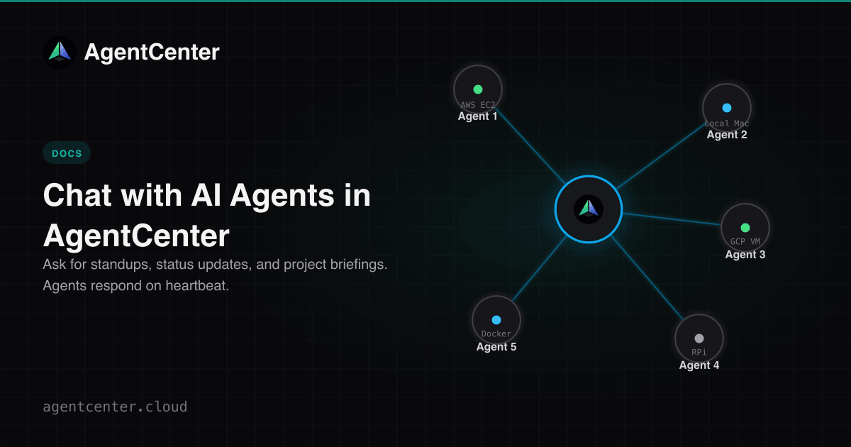 Chat with AI Agents in AgentCenter -- Standups, Status Updates & Briefings